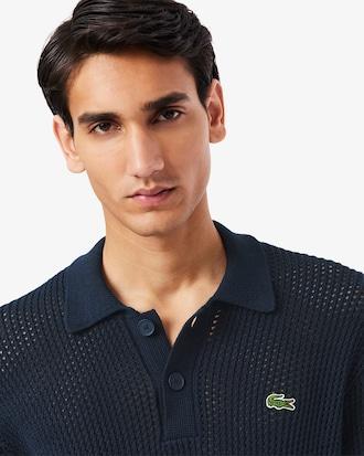 Men's Short Sleeve Heavy Cotton Polo Sweater Product Image