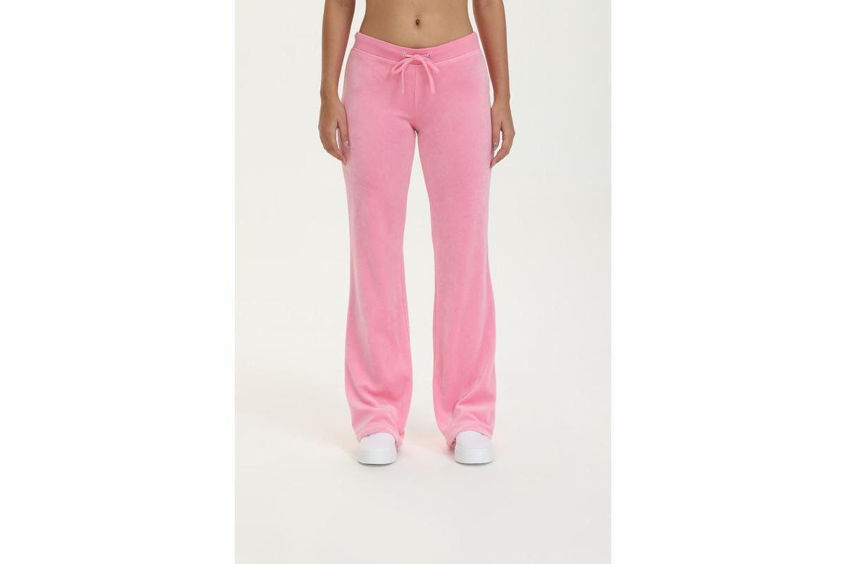 Juicy Couture Solid Rib Waist Velour Pant W/Drawcord (Plum) Women's Clothing Product Image