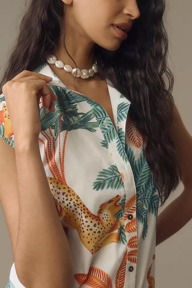 The Lillian Cap-Sleeve Button-Front Midi Dress by Maeve Product Image