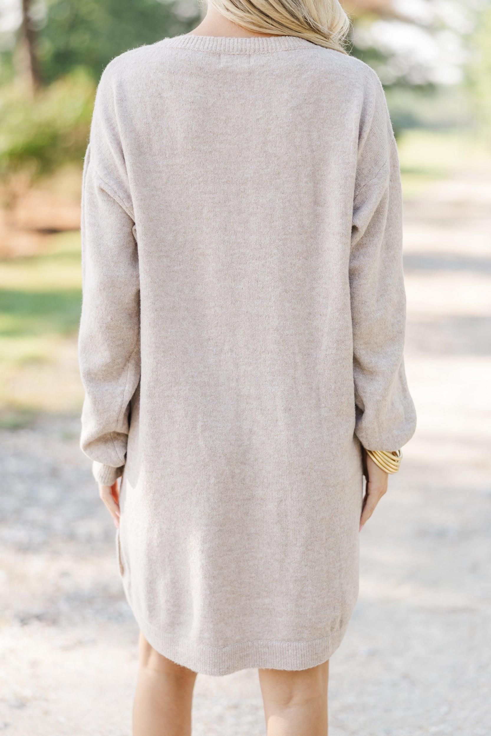 Feeling Your Best Taupe Brown Sweater Dress Female Product Image