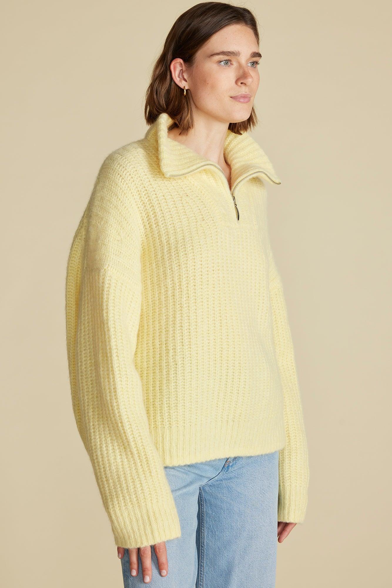 Veronique Chunky Half Zip Pullover Sweater - Anise Yellow Product Image