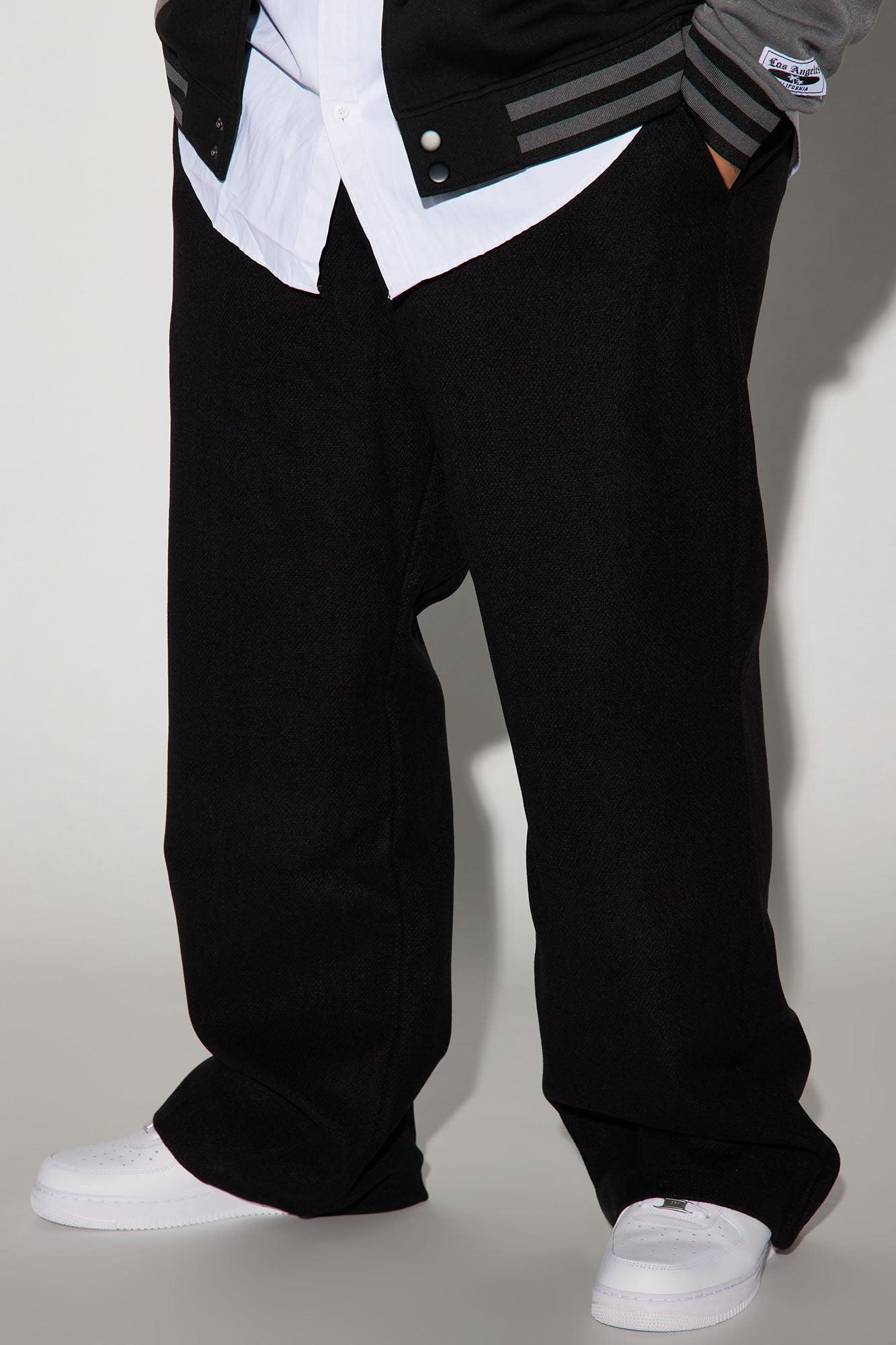 Wilder Textured Weave Flare Slit Trousers - Black Product Image