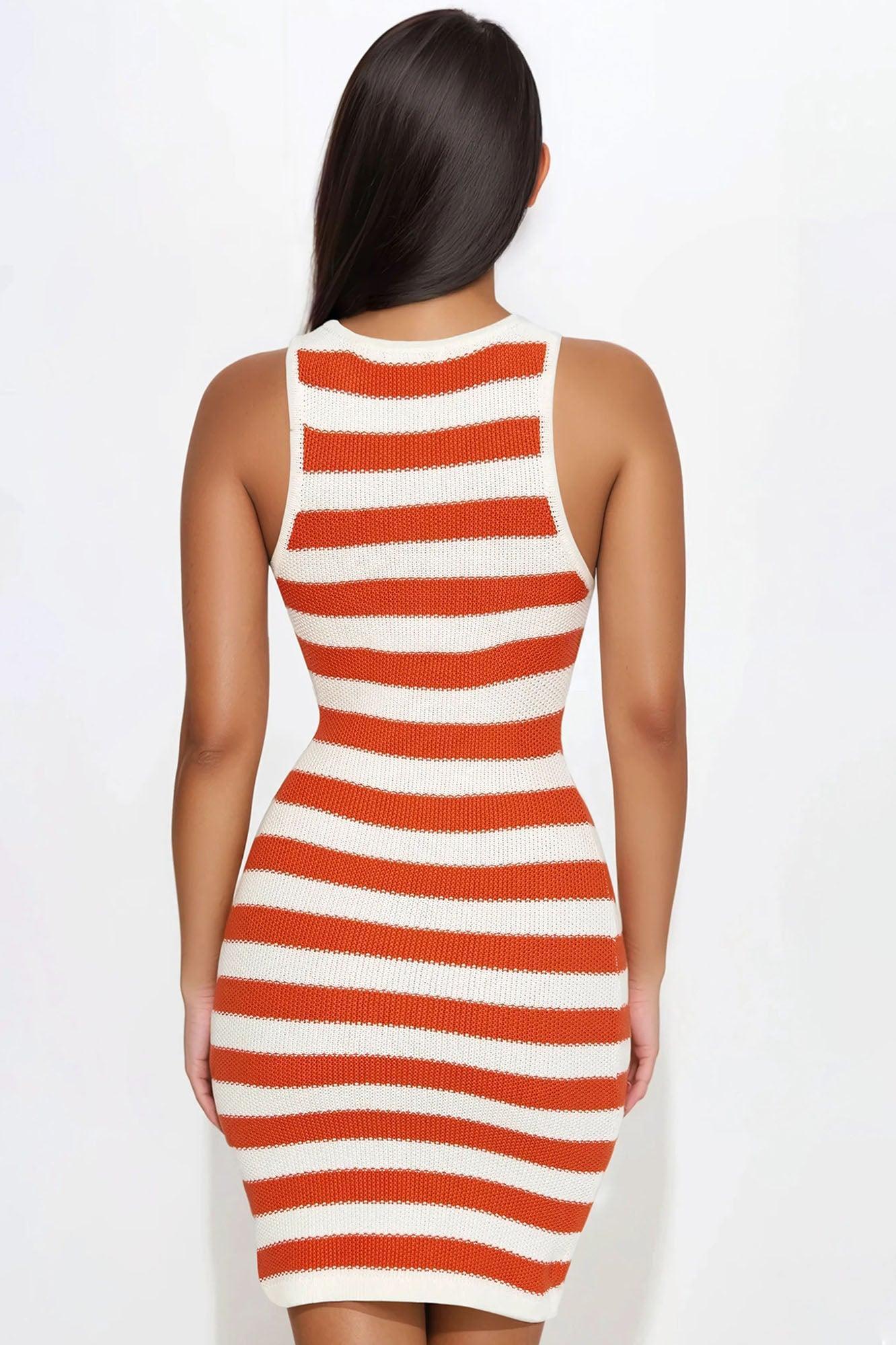 Striped Crochet Mini Dress - Orange/combo Product Image