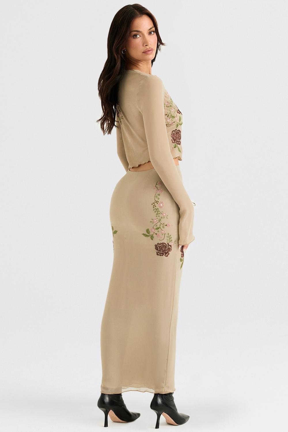 Lailah Artichoke Floral Maxi Skirt Product Image