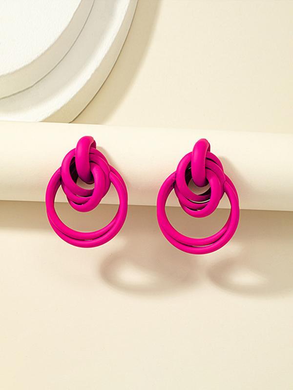 Geometric Hollow Shiny Earrings Accessories Product Image