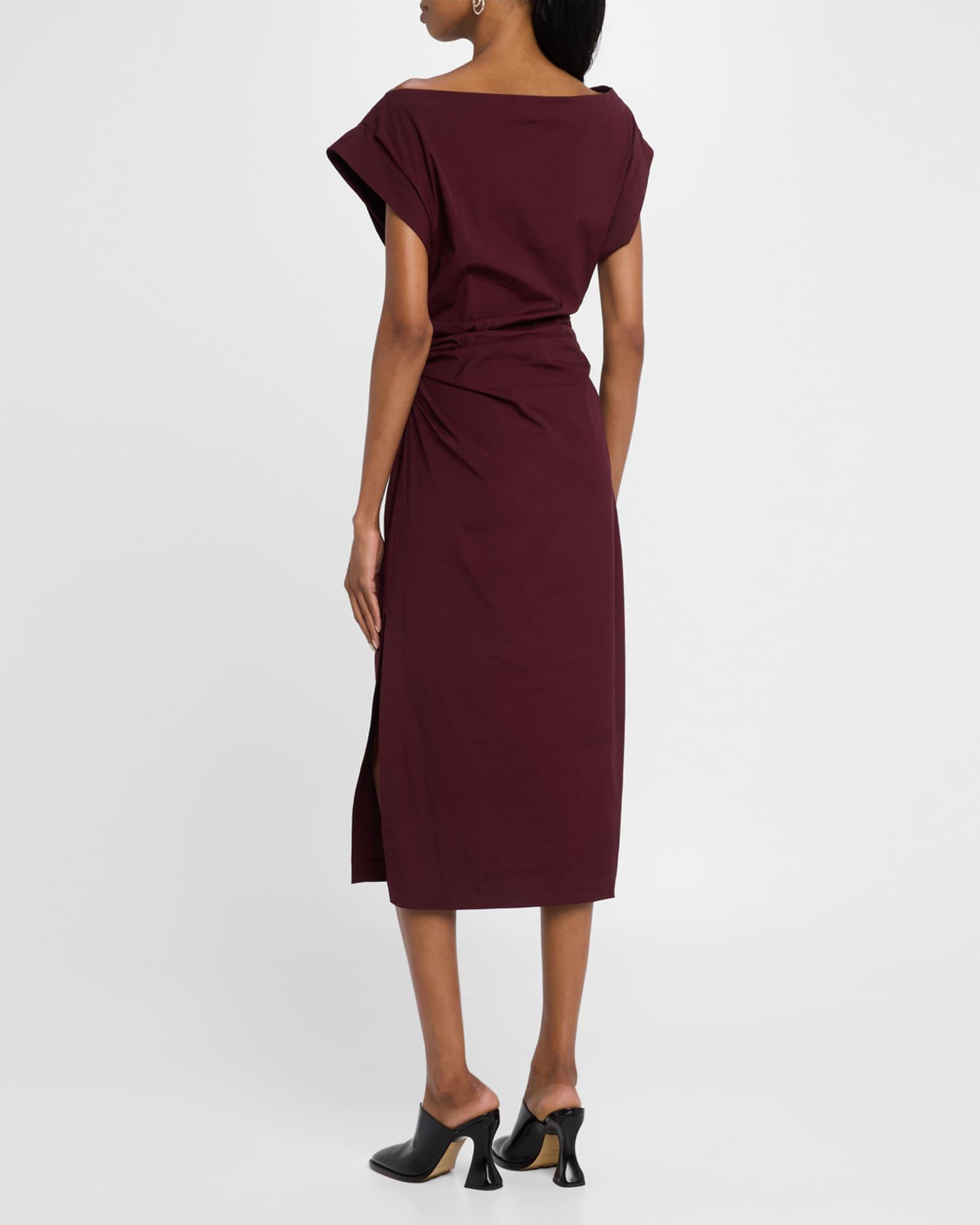 Nara Gathered Short-Sleeve Midi Dress Product Image