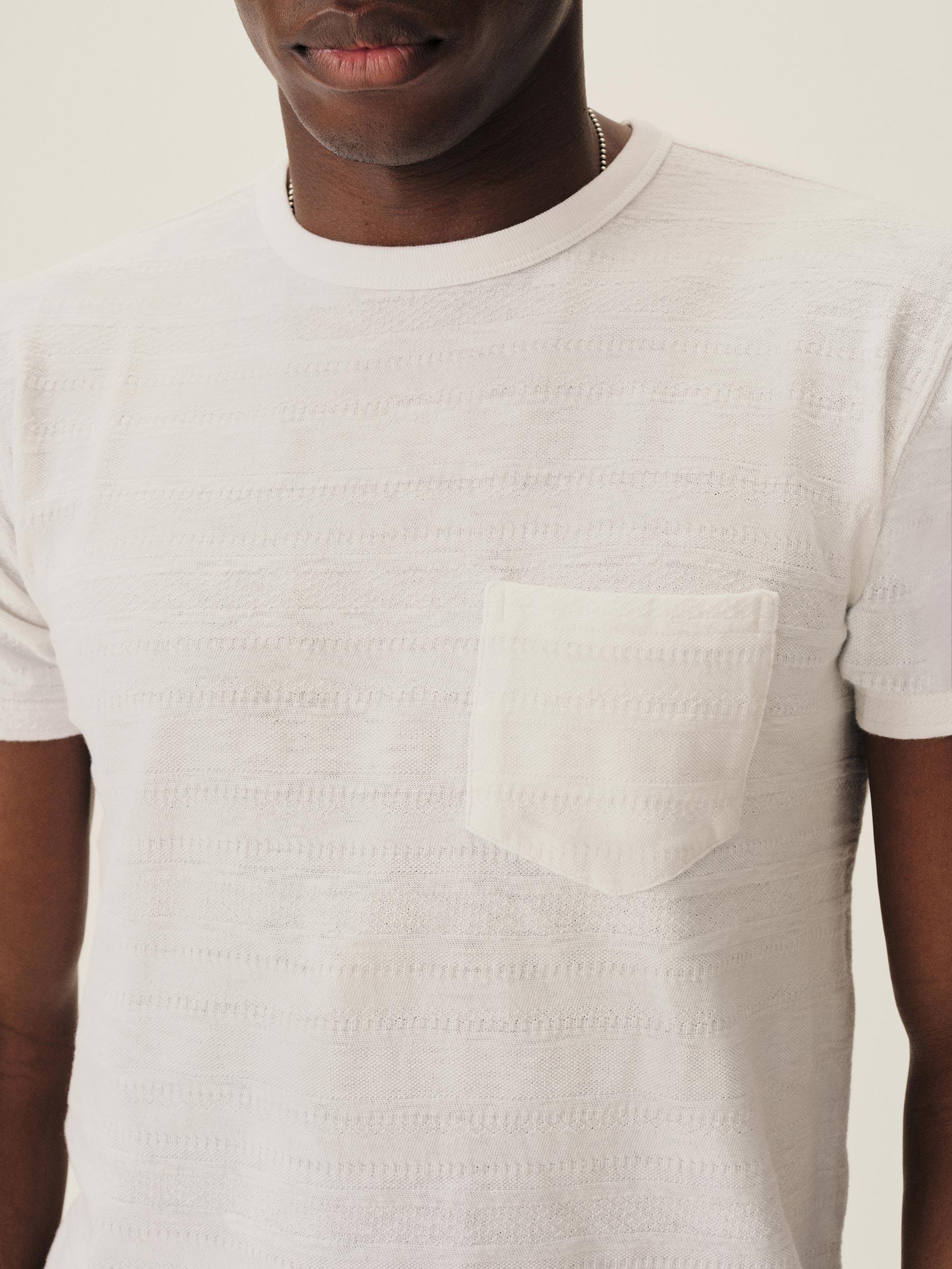 White Vintage Jacquard Pocket Tee Product Image