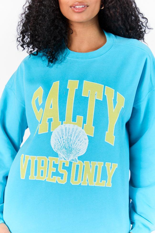 Salty Vibes Only Aqua Oversized Graphic Sweatshirt SALE Product Image