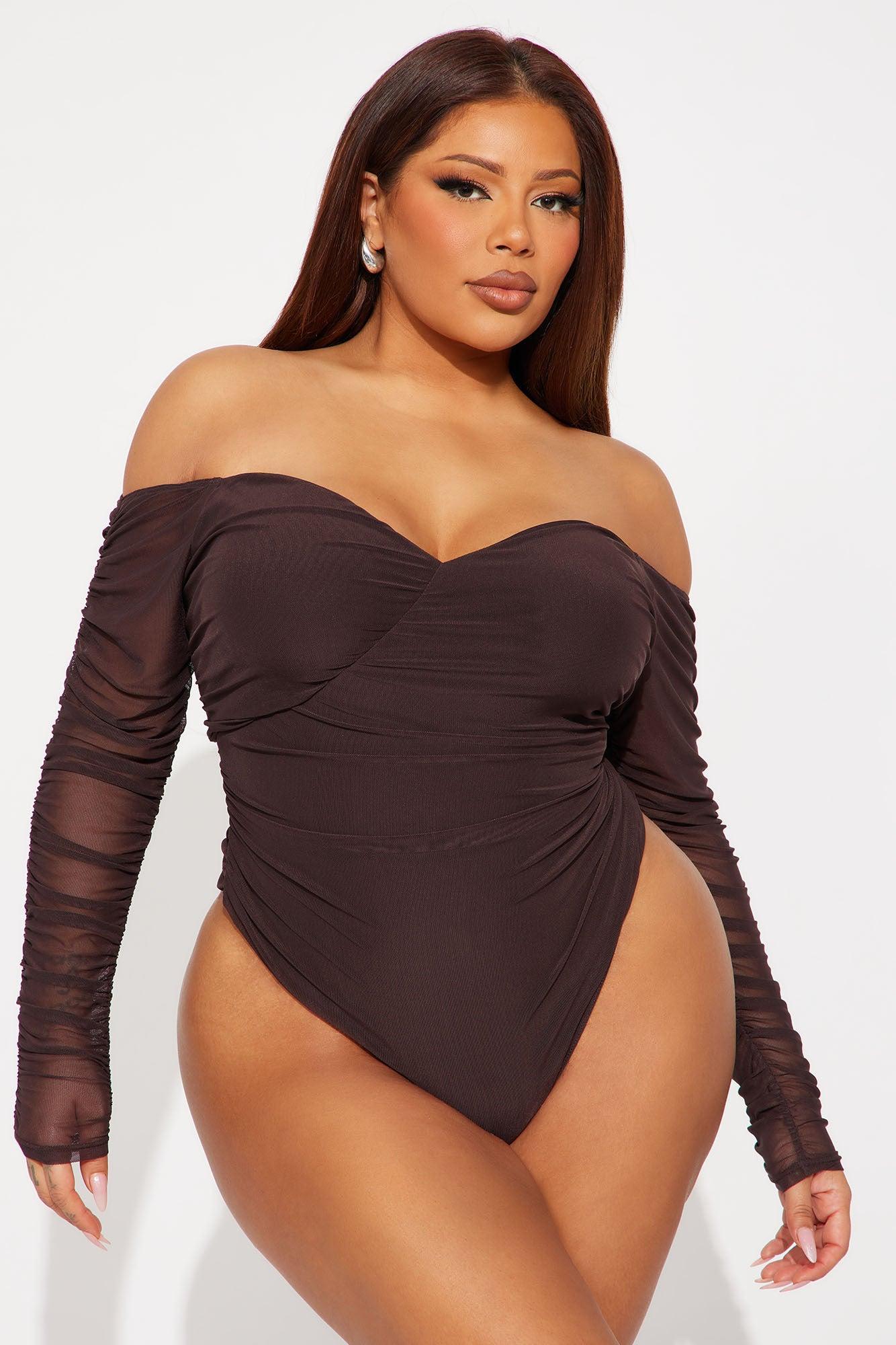 A Hot Mesh Bodysuit - Chocolate Product Image