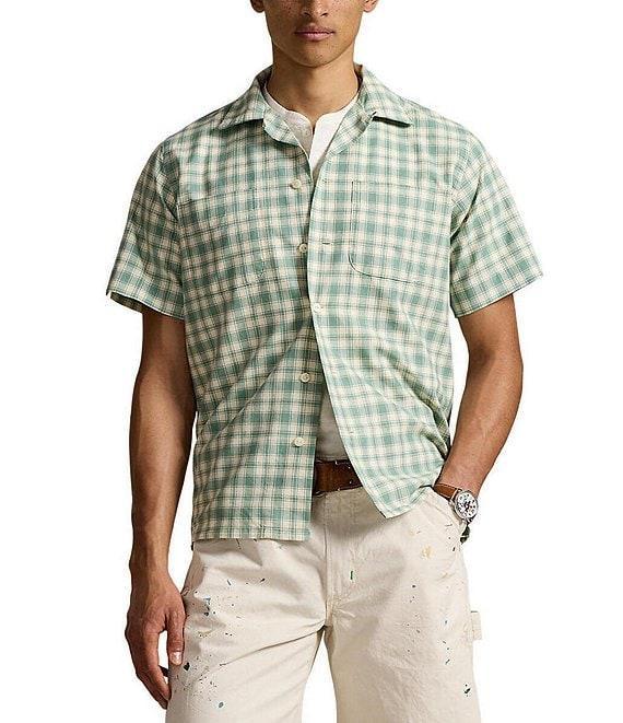 Polo Ralph Lauren Classic Fit Plaid Oxford Short Sleeve Woven Camp Workshirt Product Image