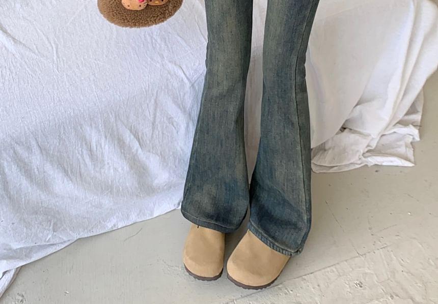 High Waist Washed Flared Jeans Product Image
