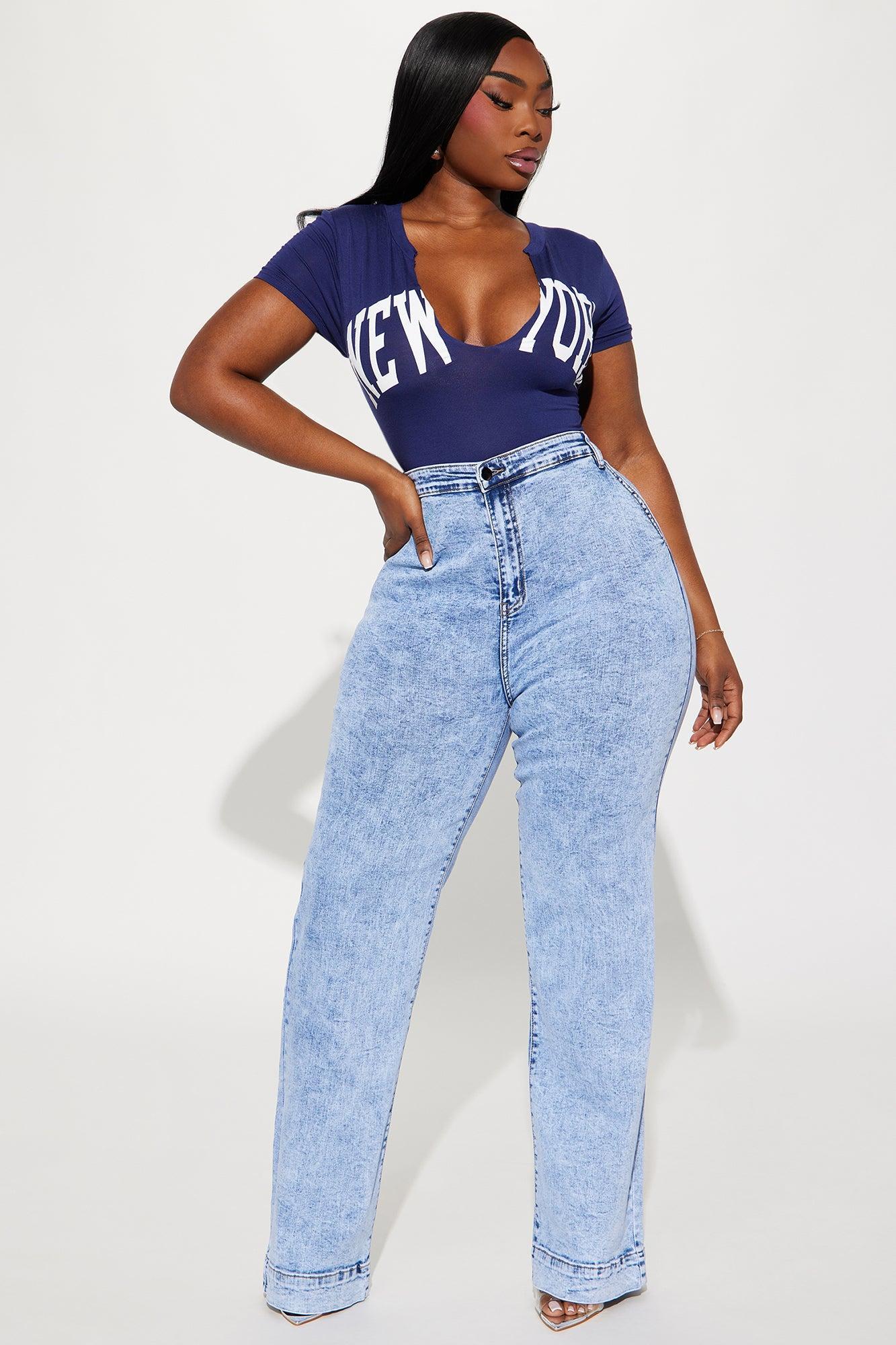 Margot Stretch Trouser Jeans - Acid Wash Blue Product Image