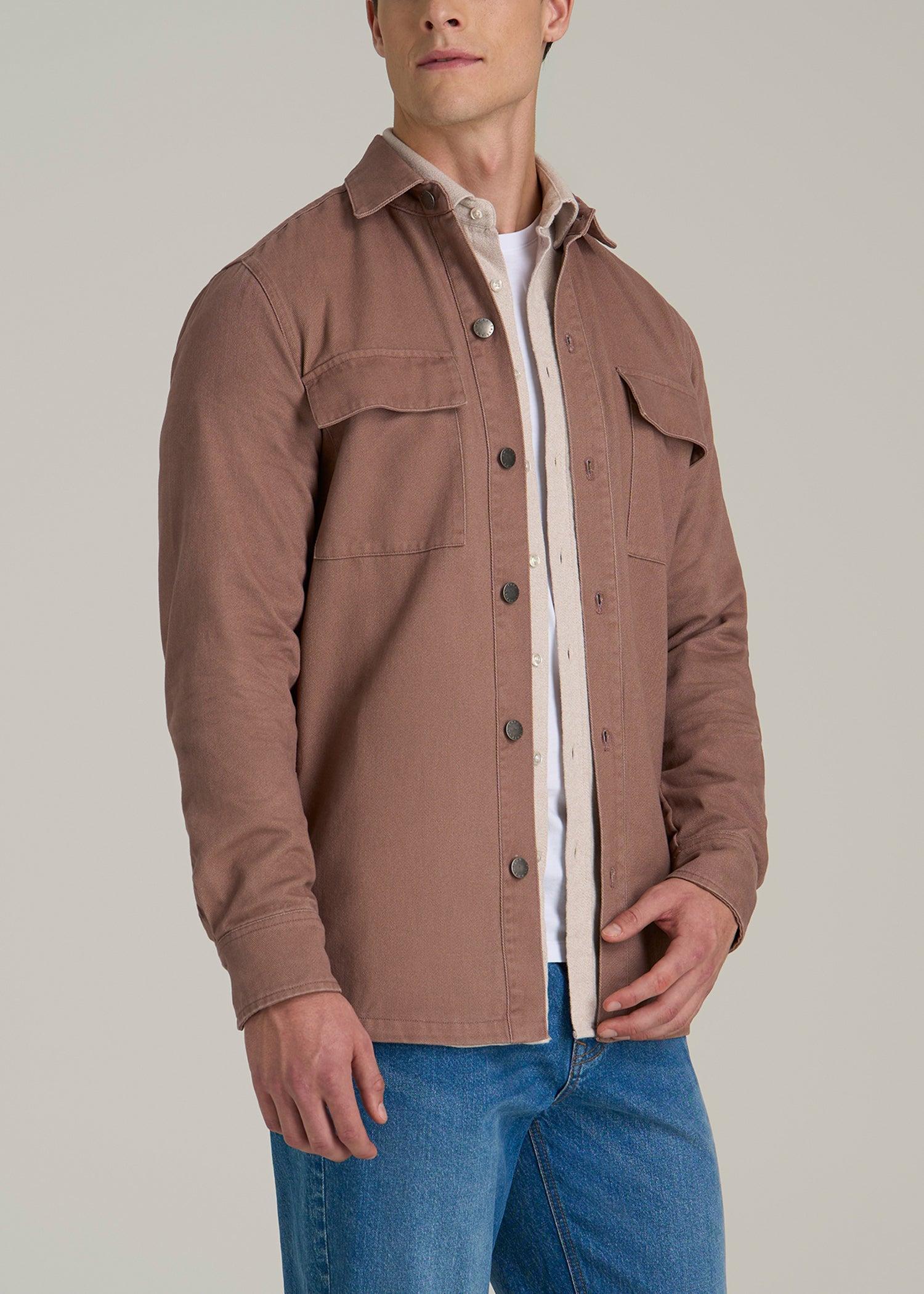 Casual Twill Shirt Jacket for Tall Men in Nutmeg Product Image