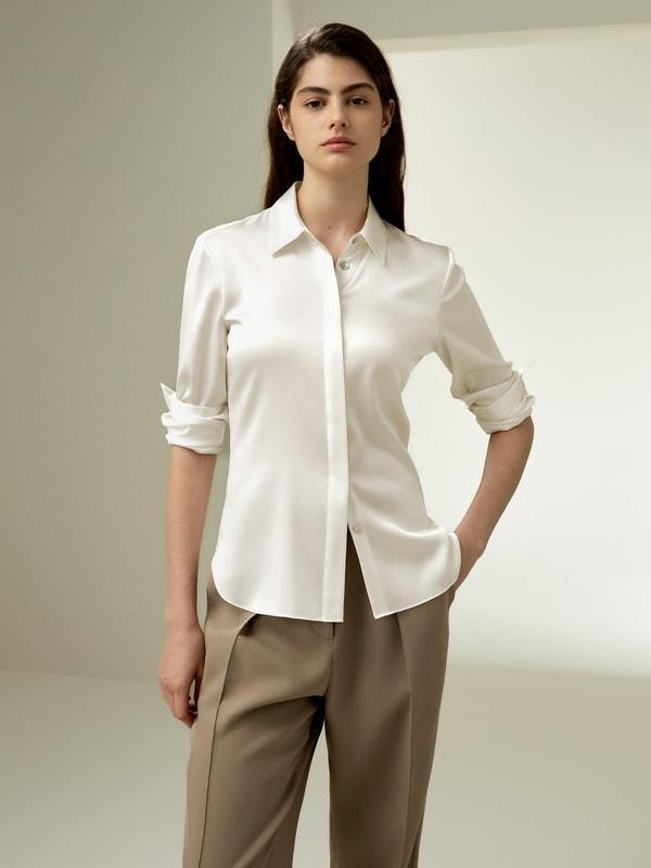 Elegant Silhouette Silk Shirt Product Image