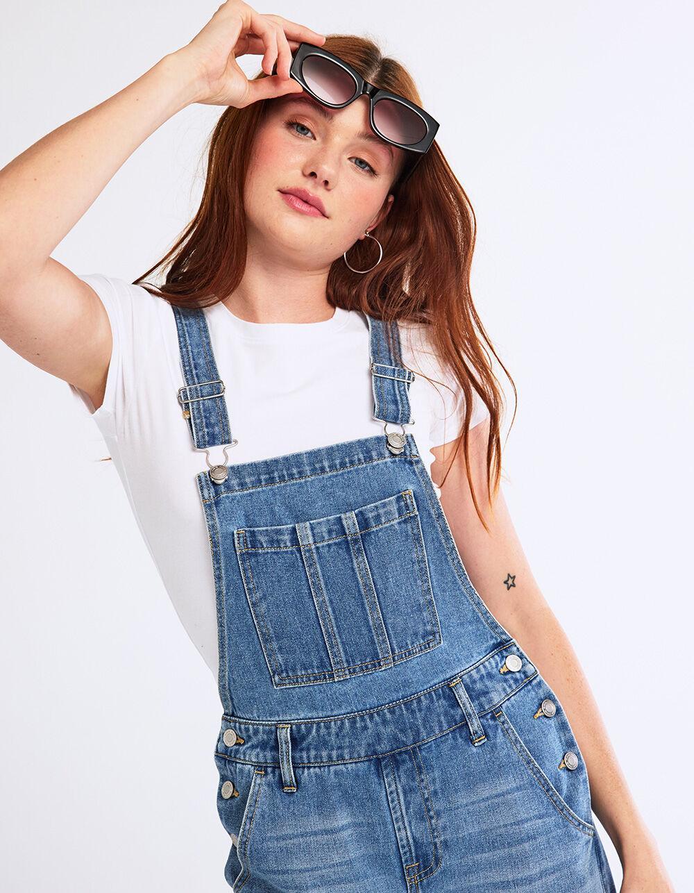RSQ Womens Wide Leg Overalls - MEDIUM WASH Product Image