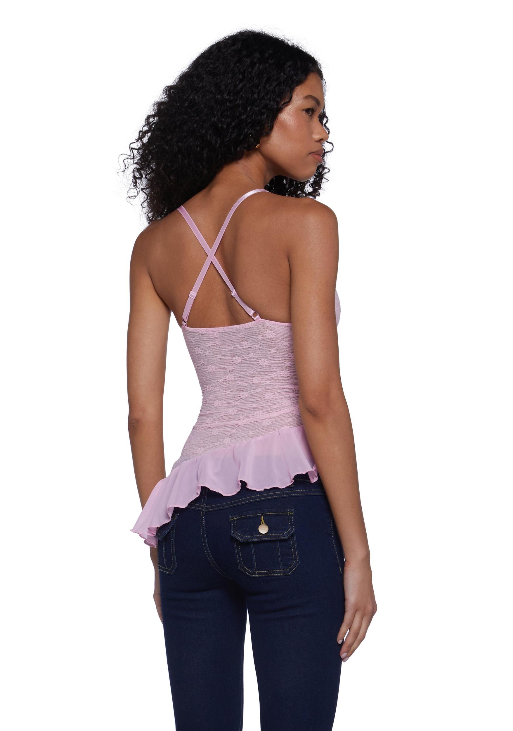 Womens Lace Top Sugar Thrillz - Pink Product Image