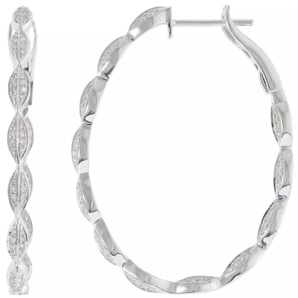 Luxle 14k White Gold 1/2 Carat T.W. Diamond Twist Hoop Earrings, Women's Product Image