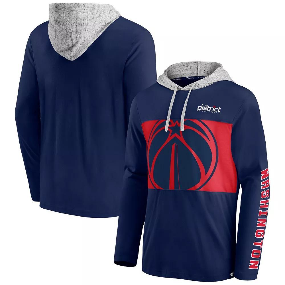Men's Fanatics Navy/Heathered Gray Washington Wizards Block Party Pullover Hoodie, Size: Medium, Wiz Blue Product Image