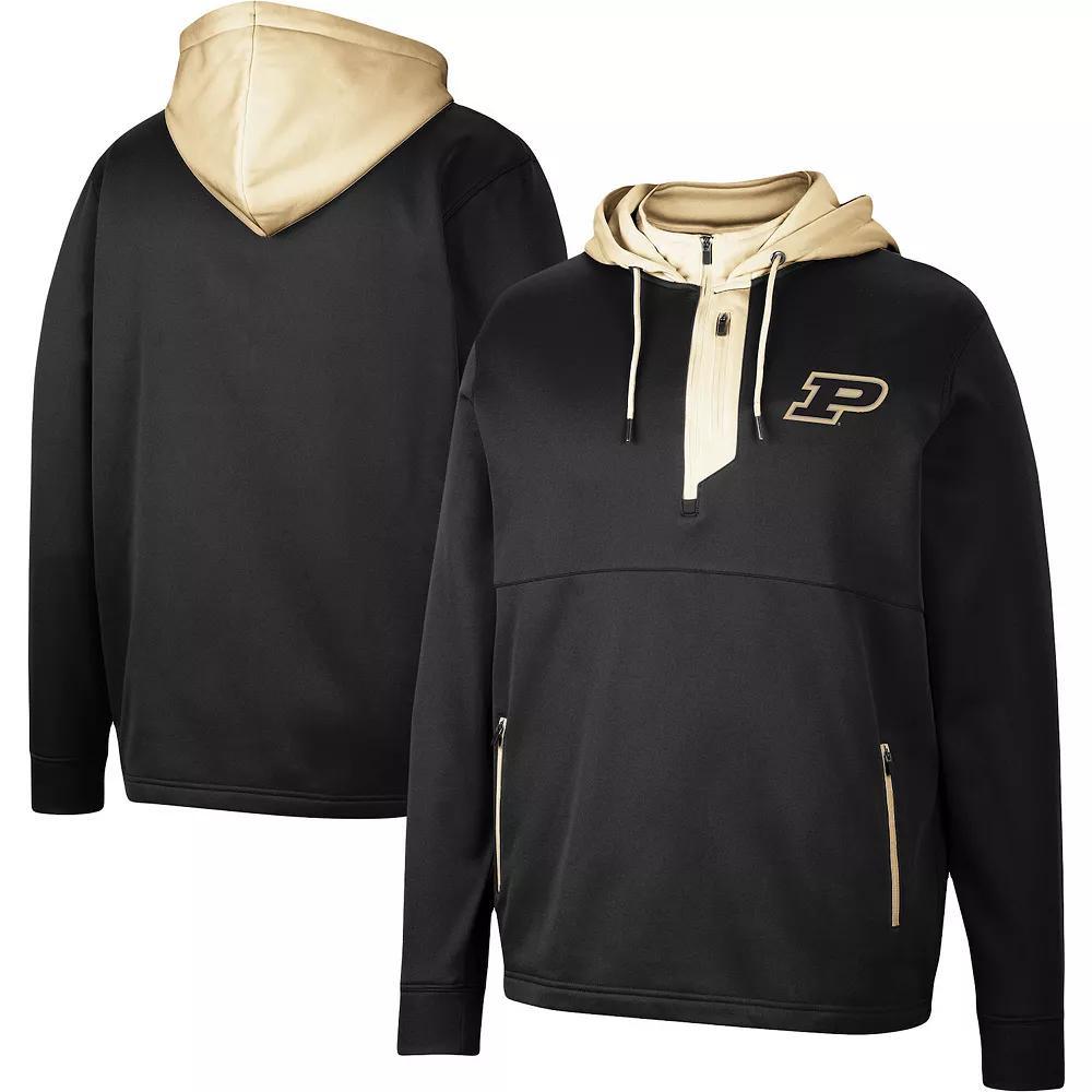 Men's Colosseum Black Purdue Boilermakers Luge 3.0 Quarter-Zip Hoodie, Size: Medium Product Image