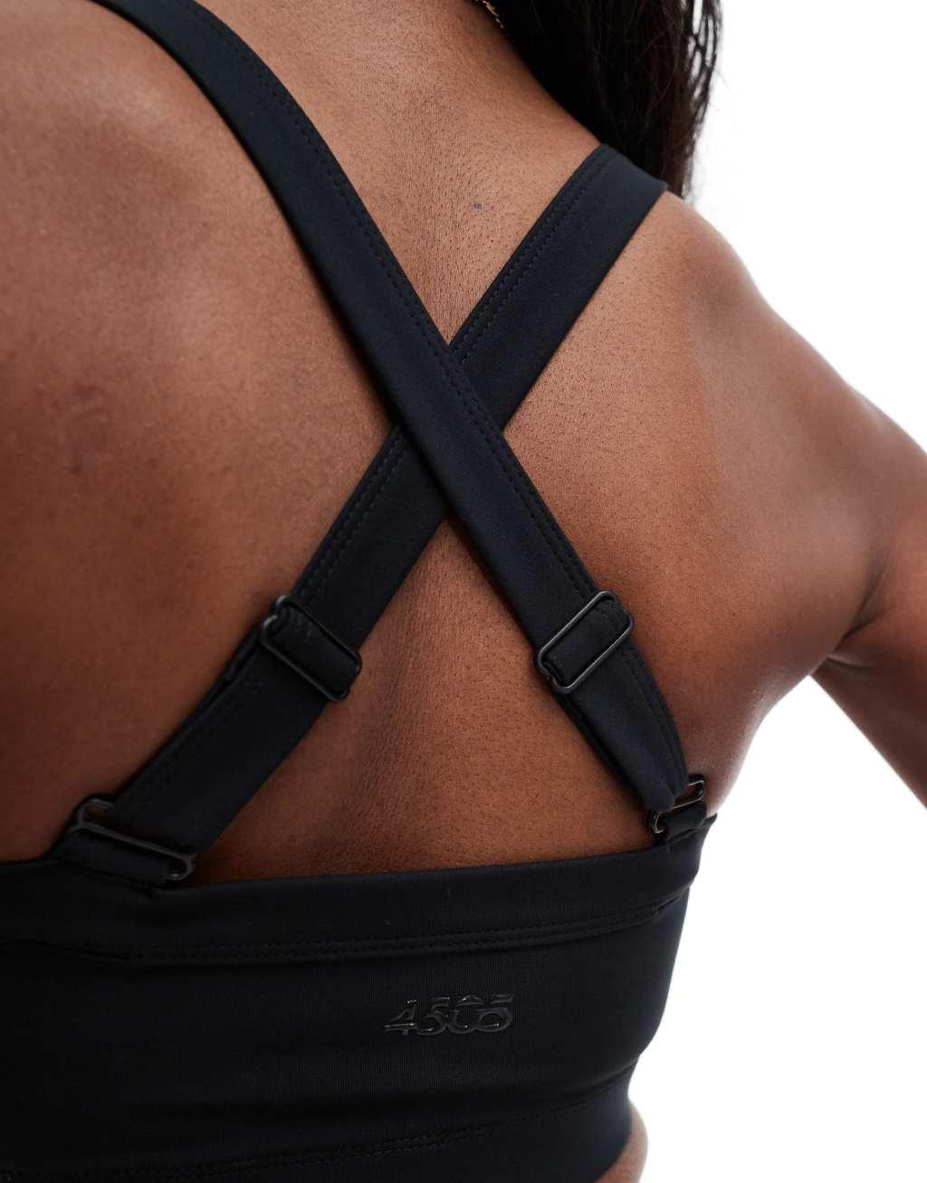 4505 Icon medium support square neck sports bra in black  Product Image