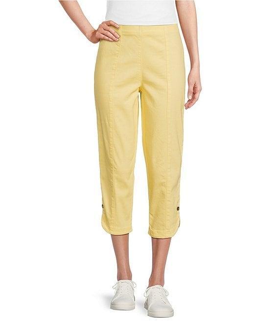 Intro Nia Pull-On Curved Hem Elastic Waist Mid Rise Capri Pants Product Image