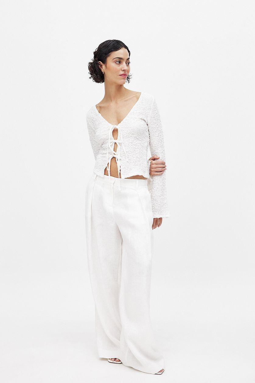 Structured Long Sleeve Top White Product Image