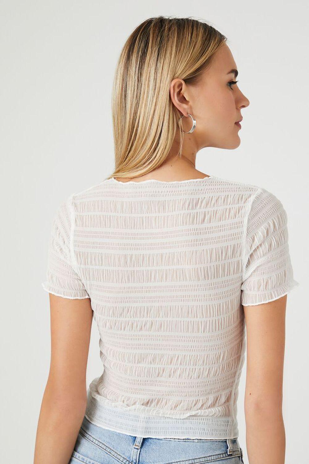 Sheer Mesh Lettuce-Edge Tee | Forever 21 Product Image