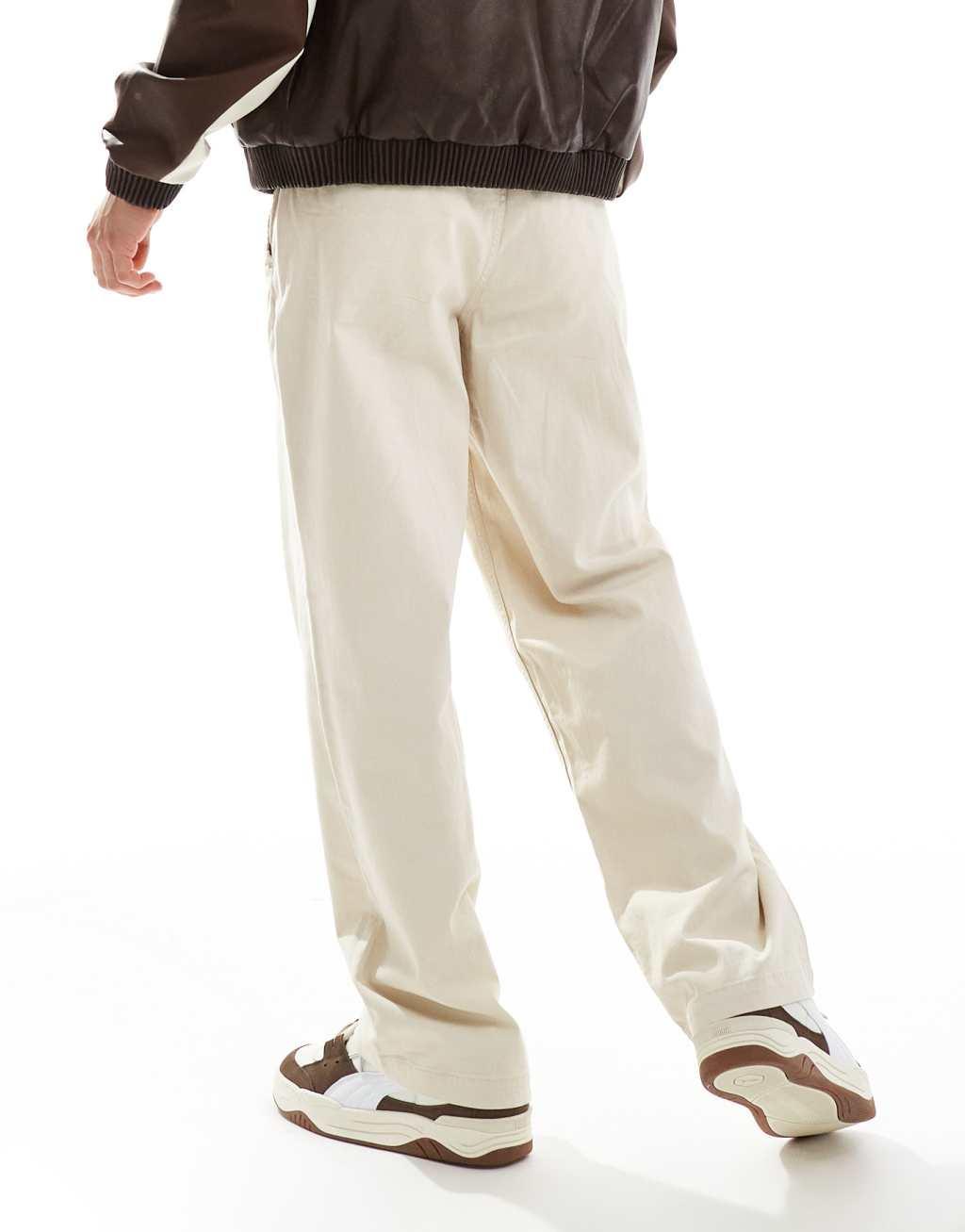 ADPT wide fit drawstring chinos in beige Product Image