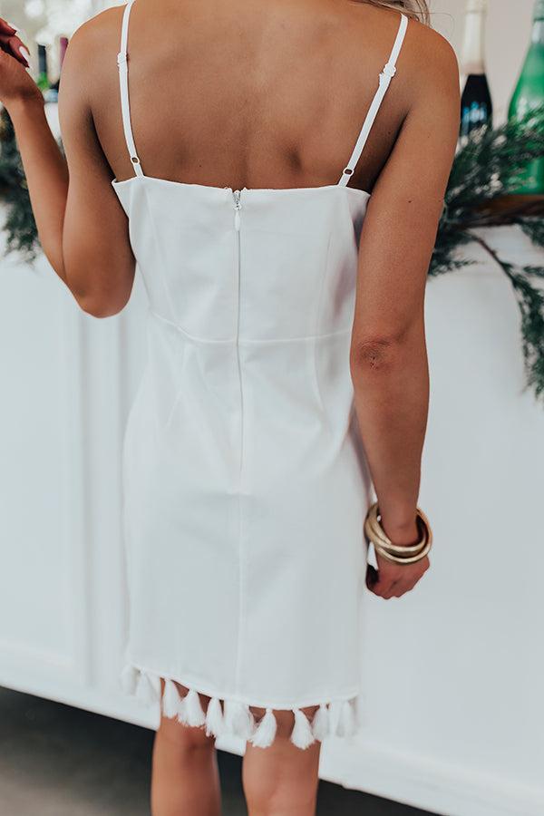 Peak Party Vibes Tassel Mini Dress in White Product Image