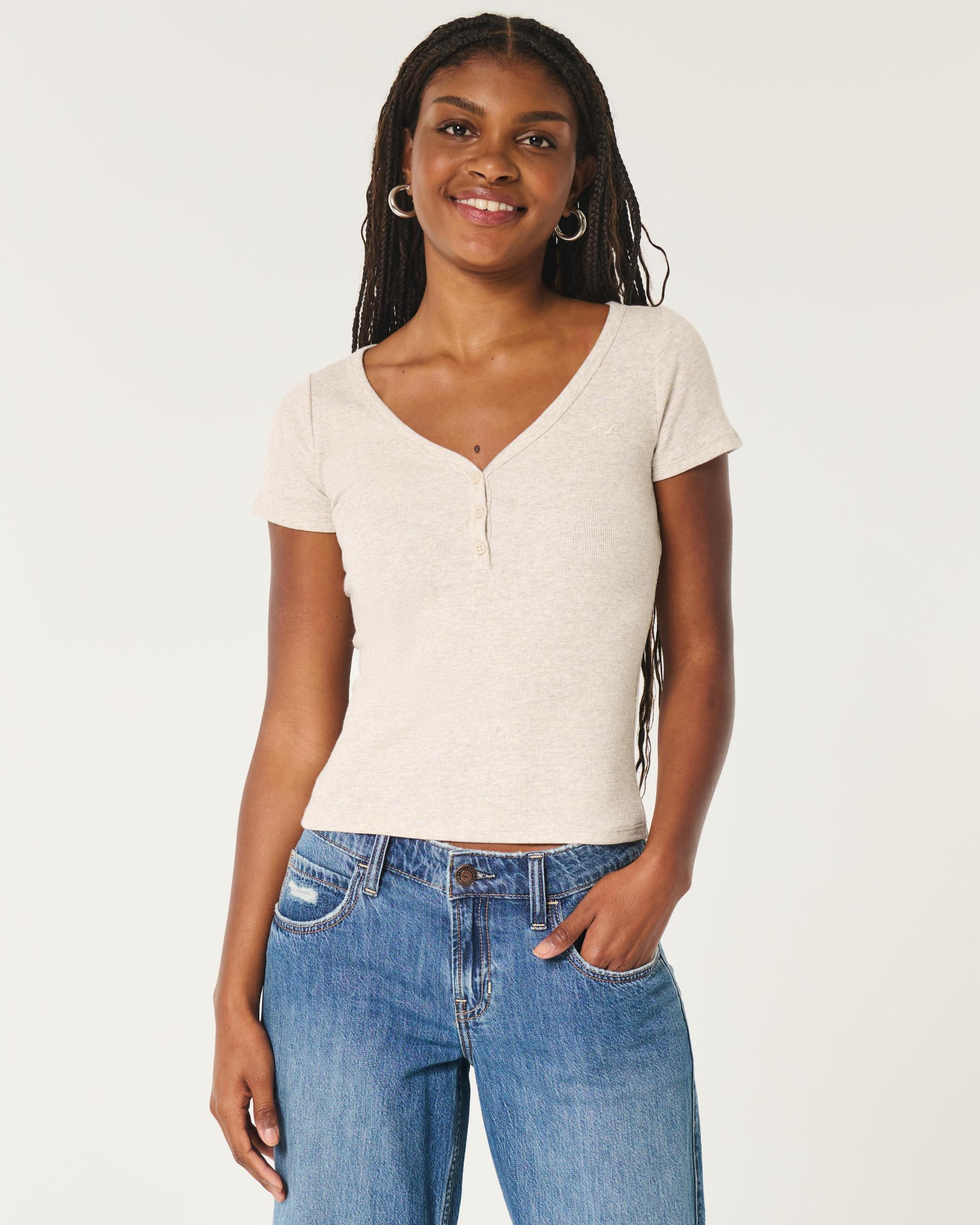 Ribbed Short-Sleeve Icon Henley Product Image