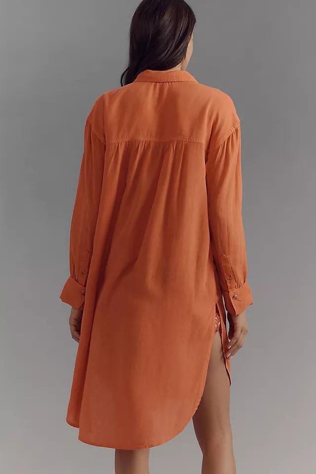 Pilcro Longline Linen-Blend Buttondown Shirt Product Image