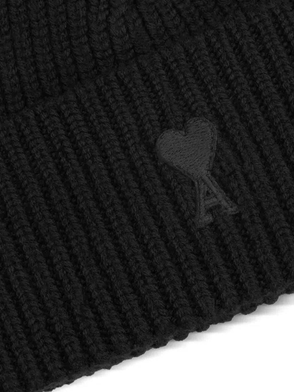 AMI ALEXANDRE MATTIUSSI Ami Paris Ami De Coeur Black Wool Hat Men Product Image