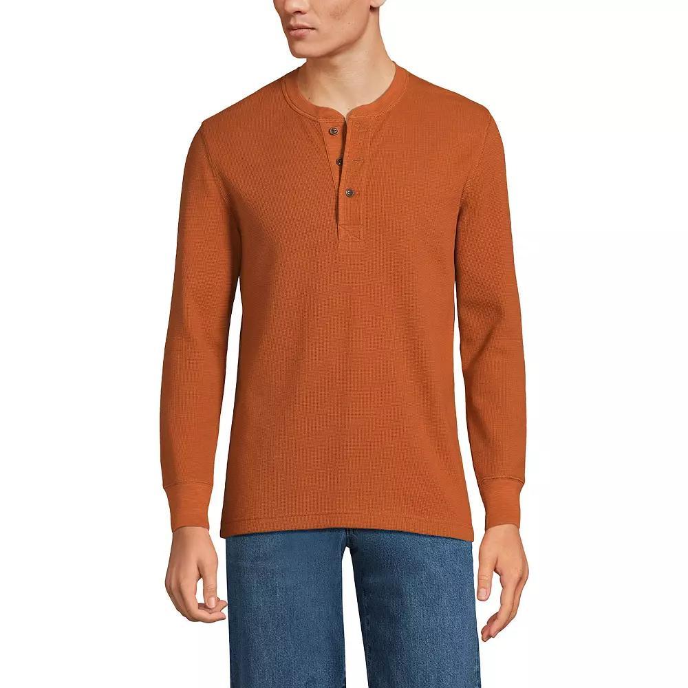 Men's Lands' End Comfort-First Regular-Fit Thermal Waffle Henley, Size: Medium, Fresh Red Product Image