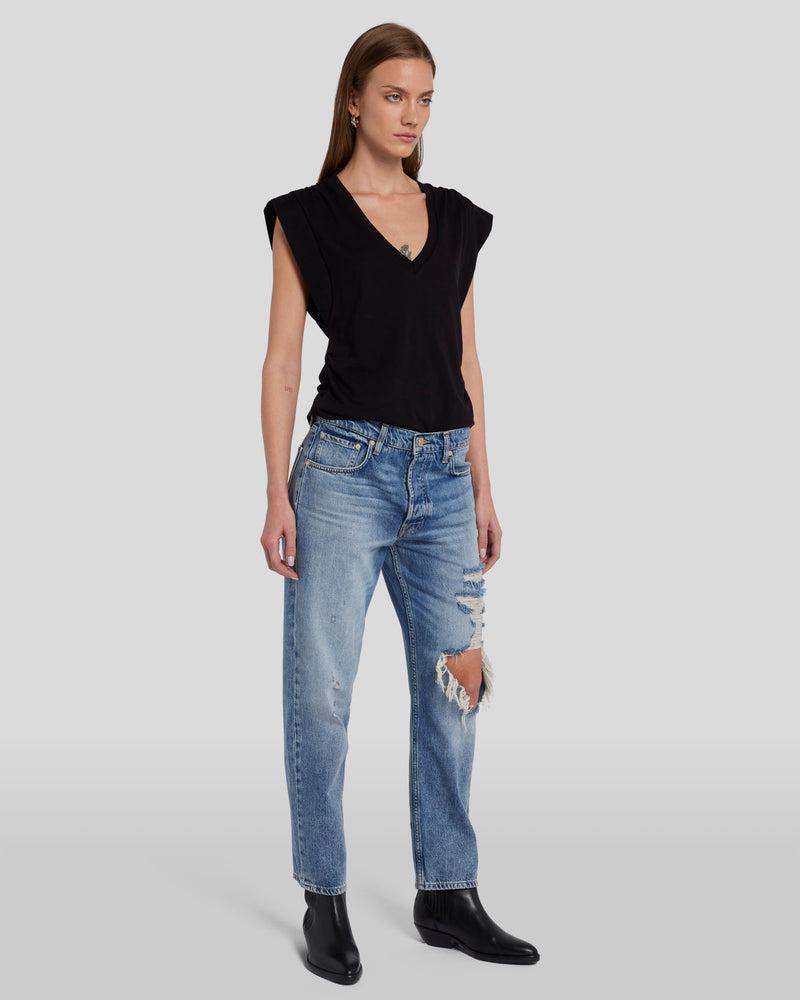 Ruched Sleeveless Tee Product Image