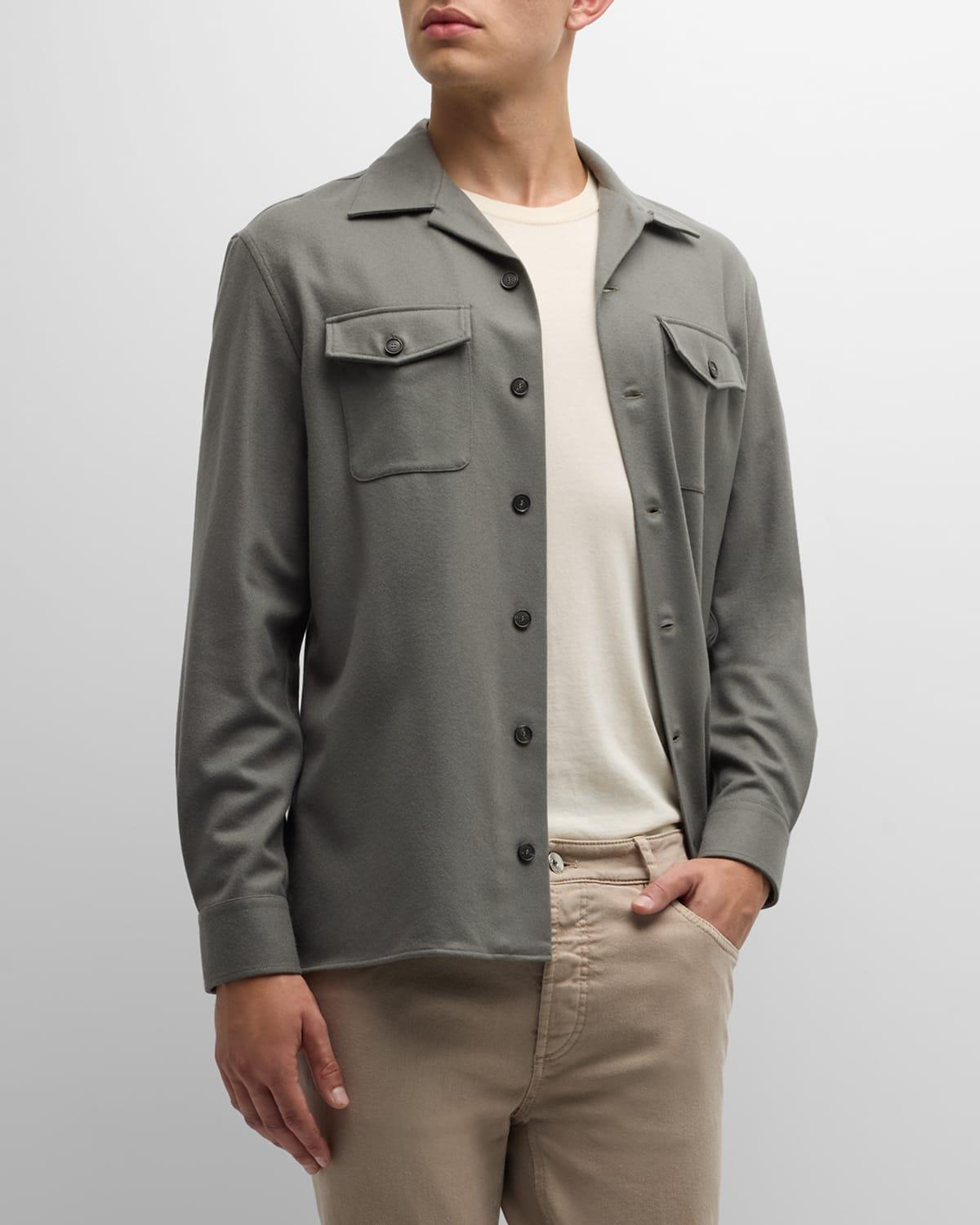 Men's Wool Flannel Cabana-Collar Overshirt Product Image