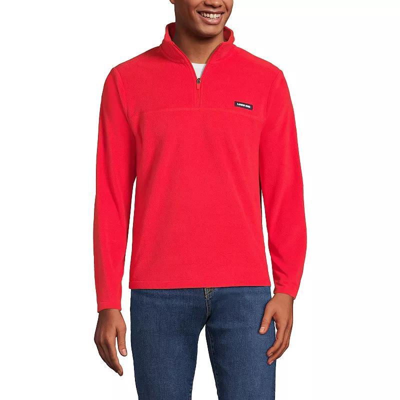 Mens Lands End Fleece Quarter-Zip Pullover Rich Brown Fairisle Product Image