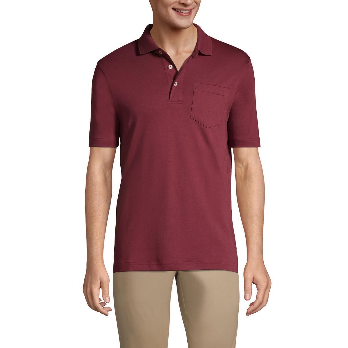 Lands End Mens Short Sleeve Cotton Supima Polo Shirt with Pocket Product Image