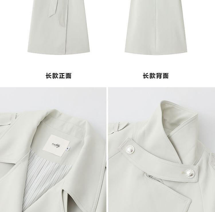Lapel Collar Plain Sashed Double-Breasted Trench Coat (Various Designs) Product Image