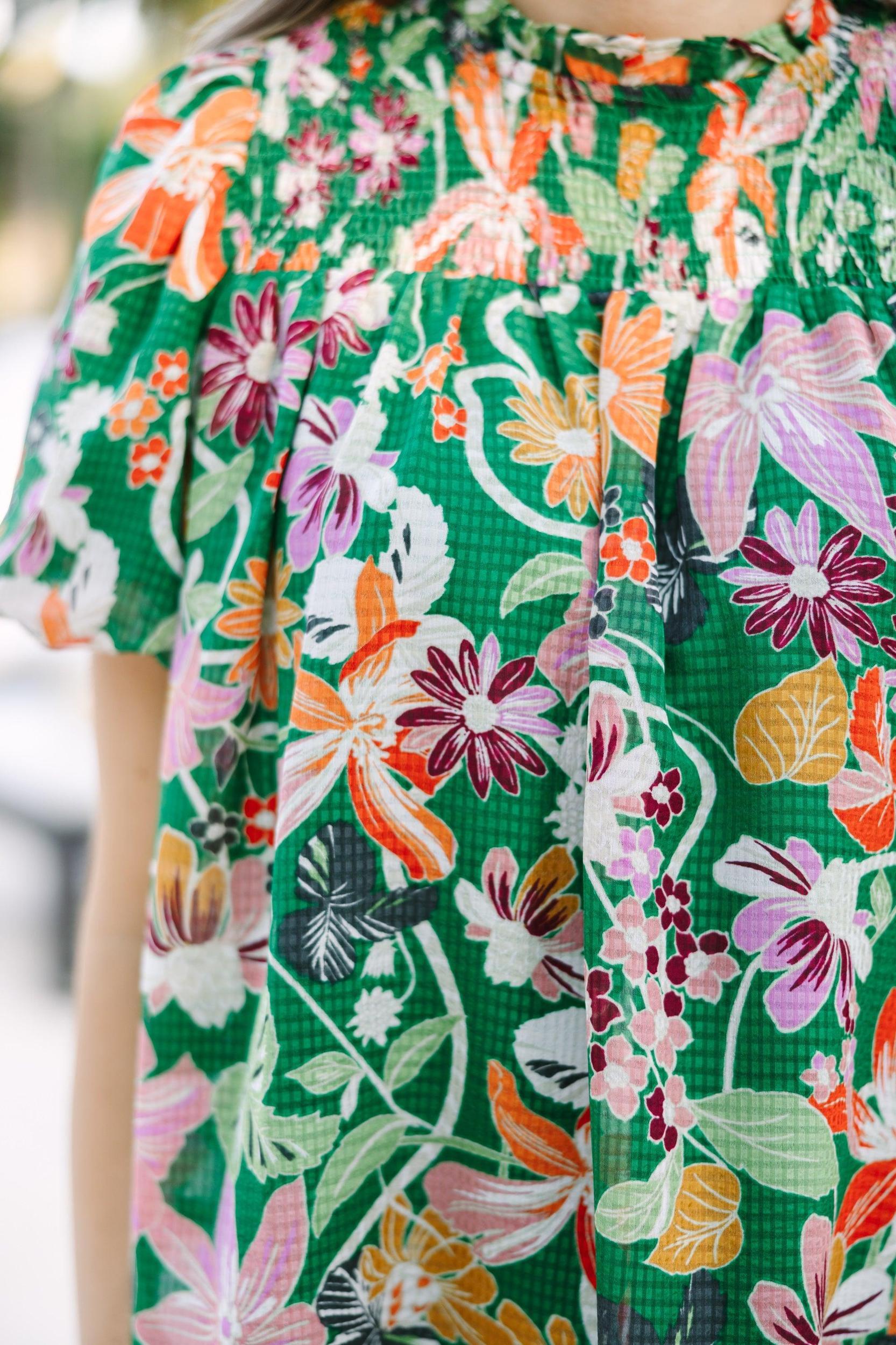 All In The Plans Green Floral Blouse Female Product Image