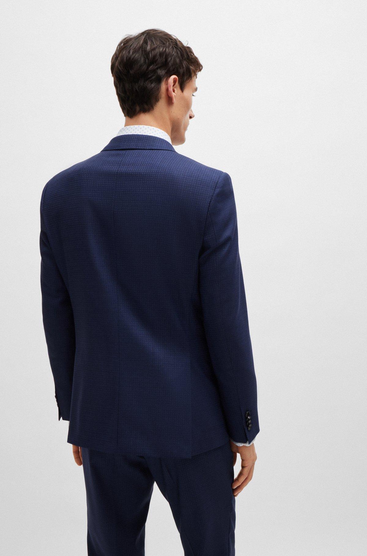 Slim-fit suit in patterned stretch wool Product Image