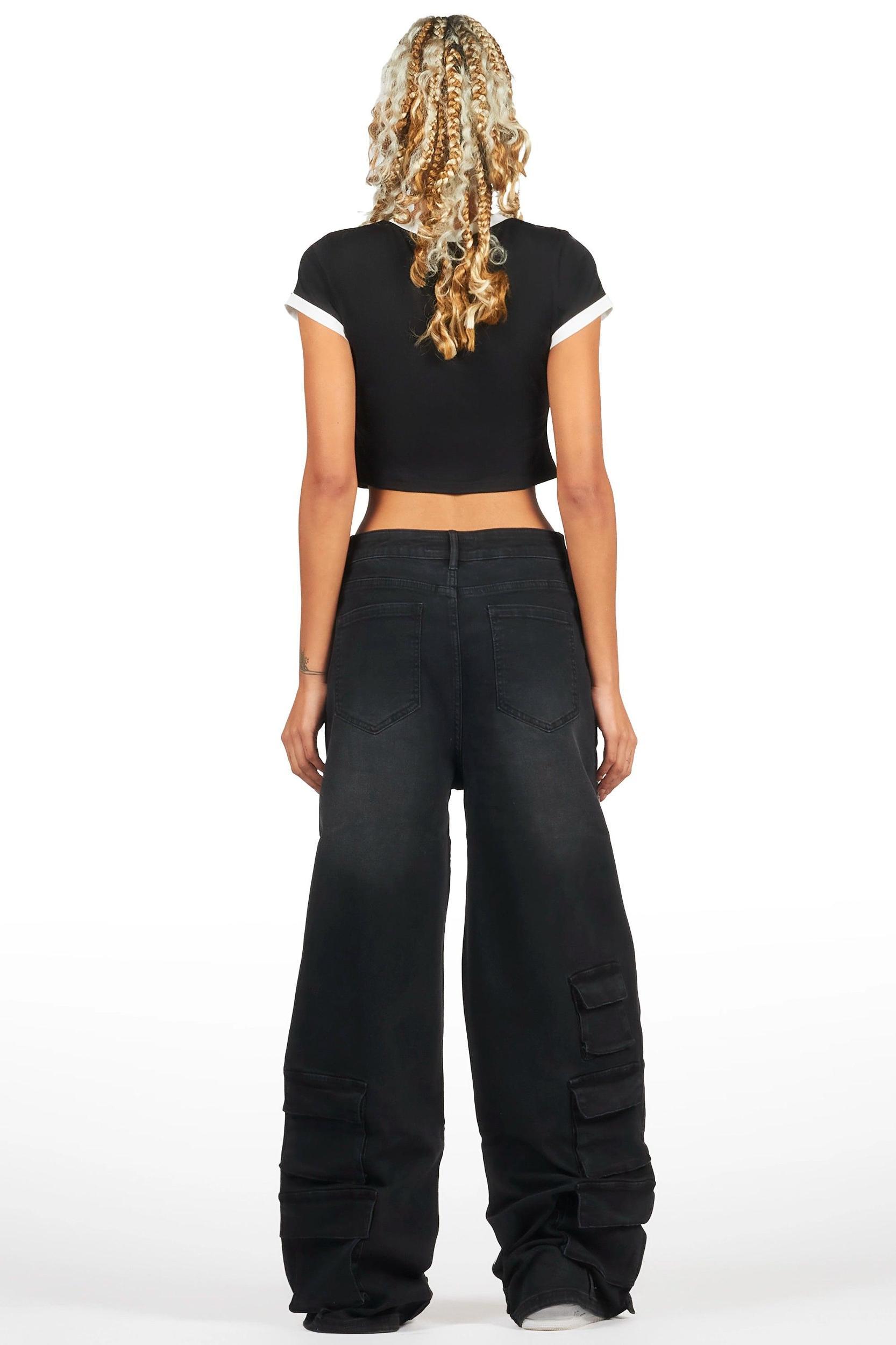 Jeanine Black Crop T-Shirt Female Product Image