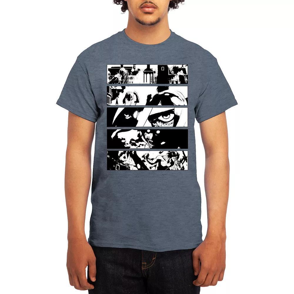 Men's Attack on Titan Black & White Battle Layout Tee, Size: XXL, Grey Red Product Image