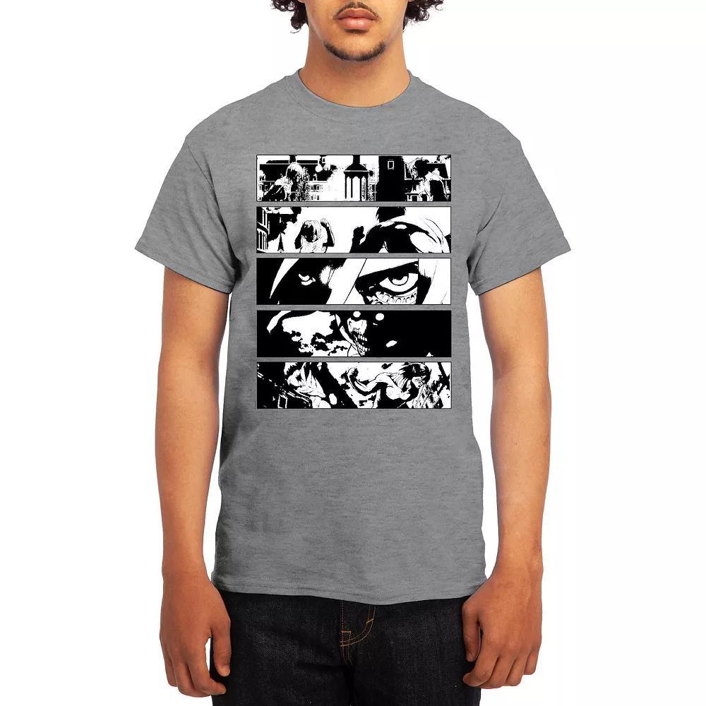 Men's Attack on Titan Black & White Battle Layout Tee, Size: XXL, Grey Red Product Image