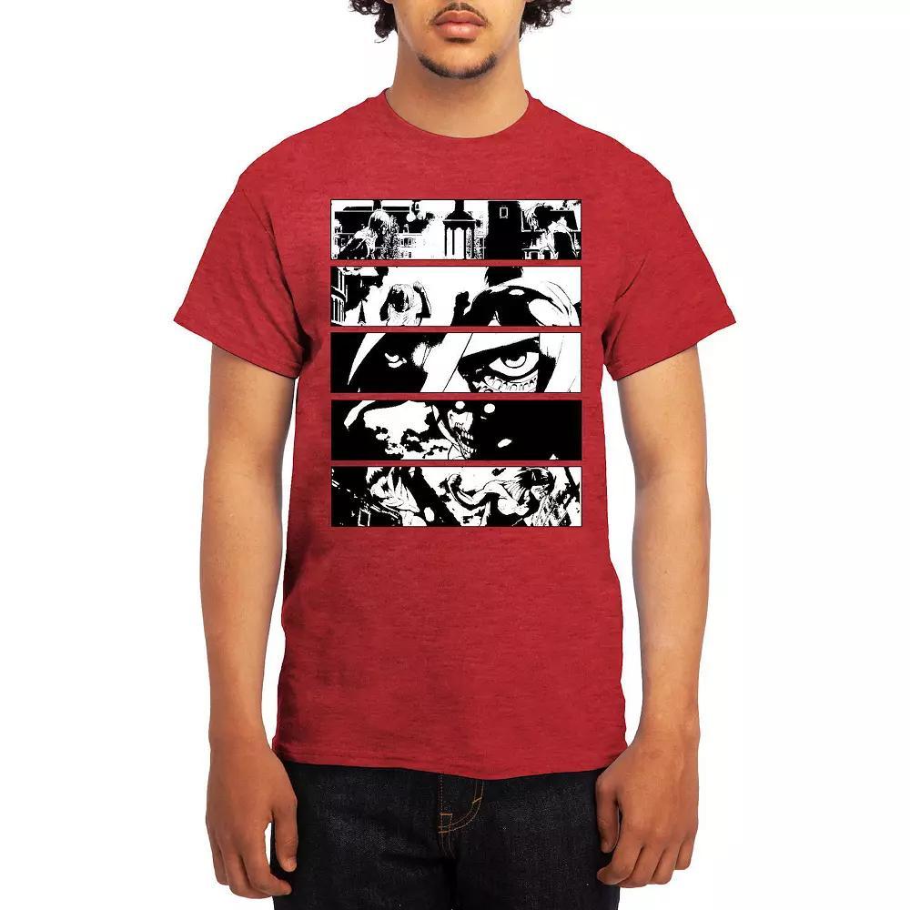 Men's Attack on Titan Black & White Battle Layout Tee, Size: XXL, Grey Red Product Image