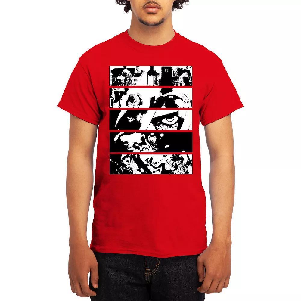 Men's Attack on Titan Black & White Battle Layout Tee, Size: XXL, Grey Red Product Image