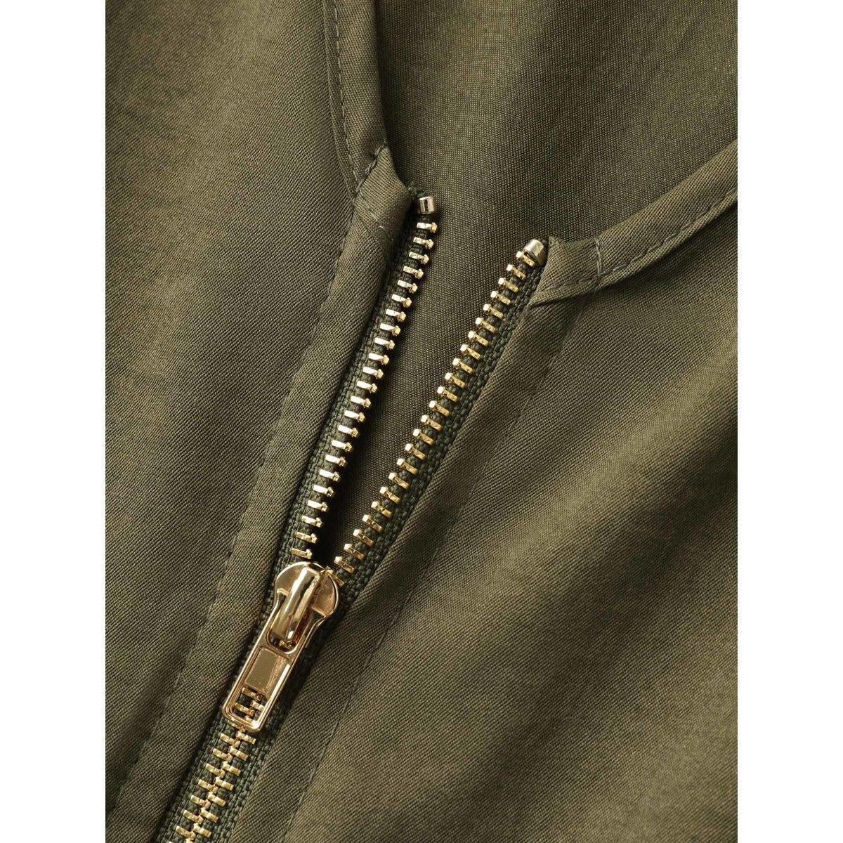 Plus Size Zipper Front Woven A-Line Midi Skirt ArmyGreen Women V-neck Cap Sleeve Curvy BloomChic 22-24/3X Product Image