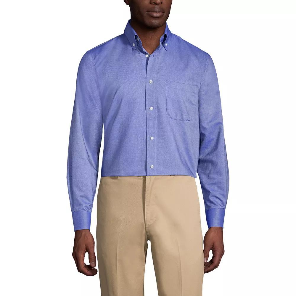 Men's Lands' End School Uniform Long Sleeve Solid Oxford Dress Shirt, Size: Small, Blue Product Image