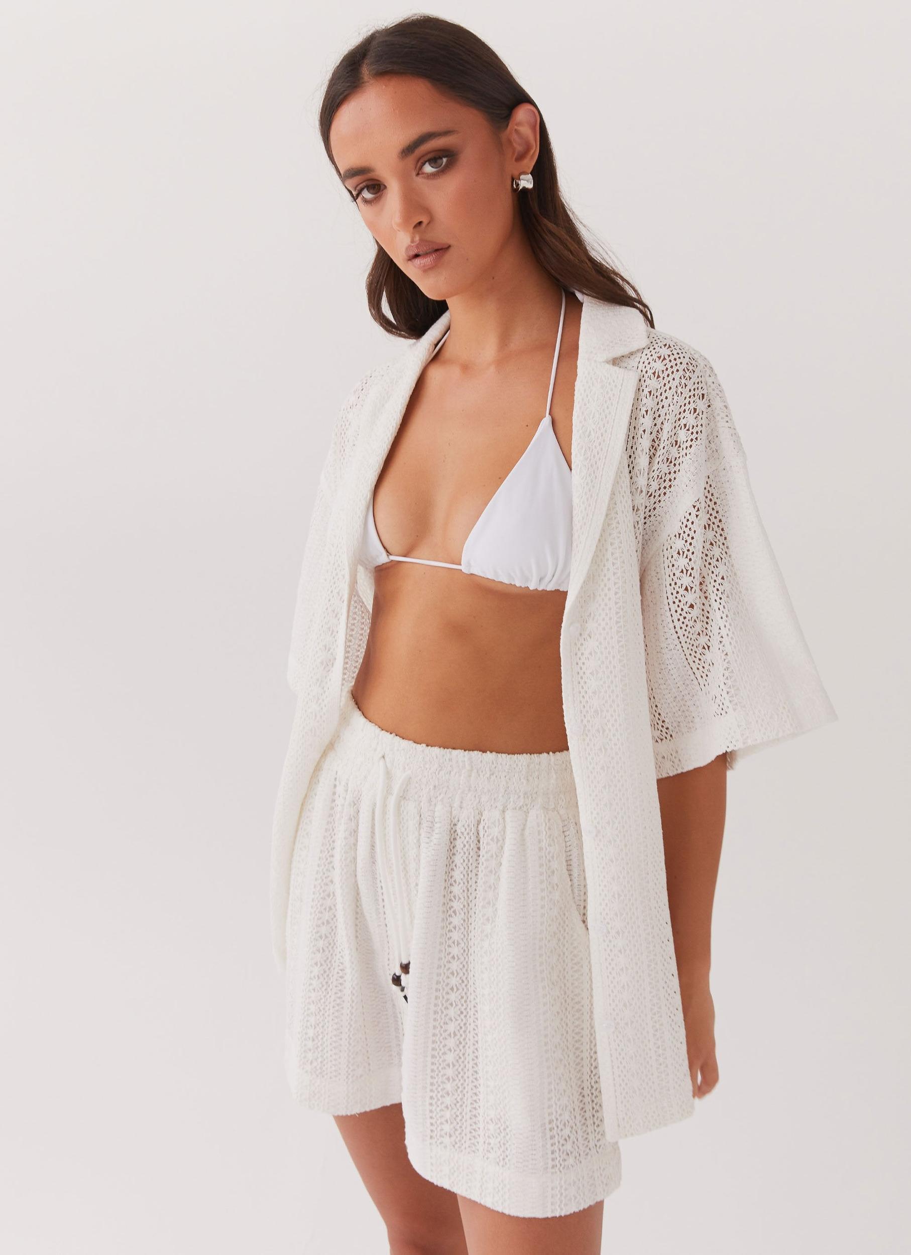 Sun Catcher Knit Shorts - Ivory Product Image