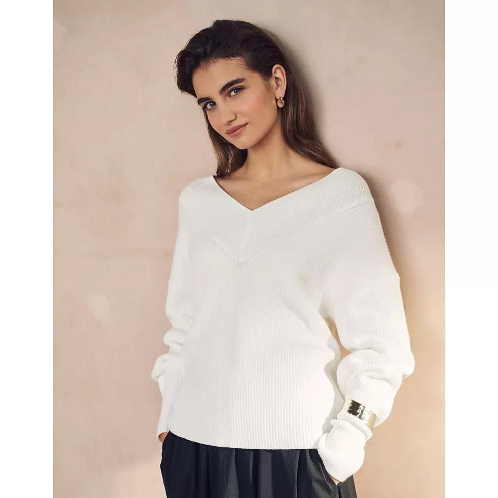 Women's NEXT V-Neck Sweater, Size: XL, Ivory Product Image