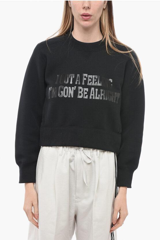 SACAI Side Split I Got A Feeling Cropped Fit Sweatshirt In Black Product Image